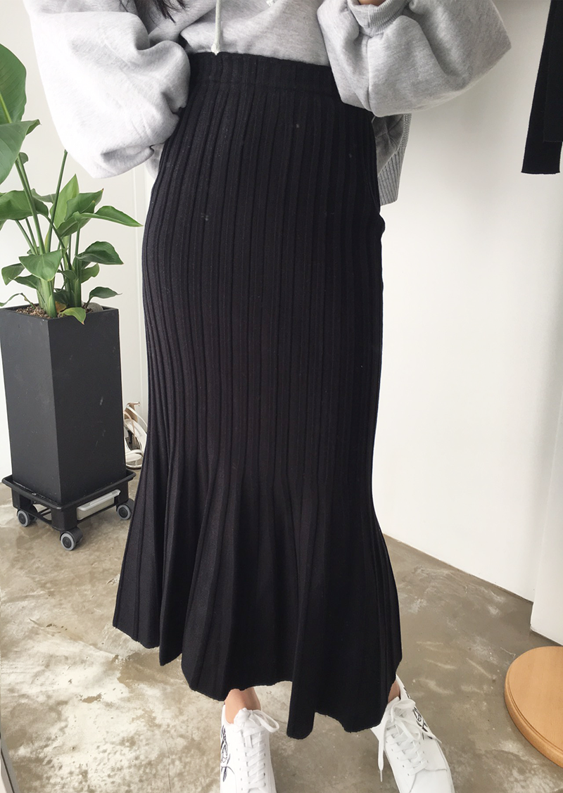 Mermaid Mermaid Long Skirt Skirt Frill Knit Pleate