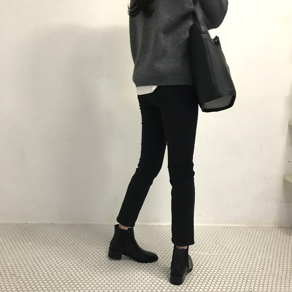 Korea Jeans Pants Span Slim Date Black Pants 30s P