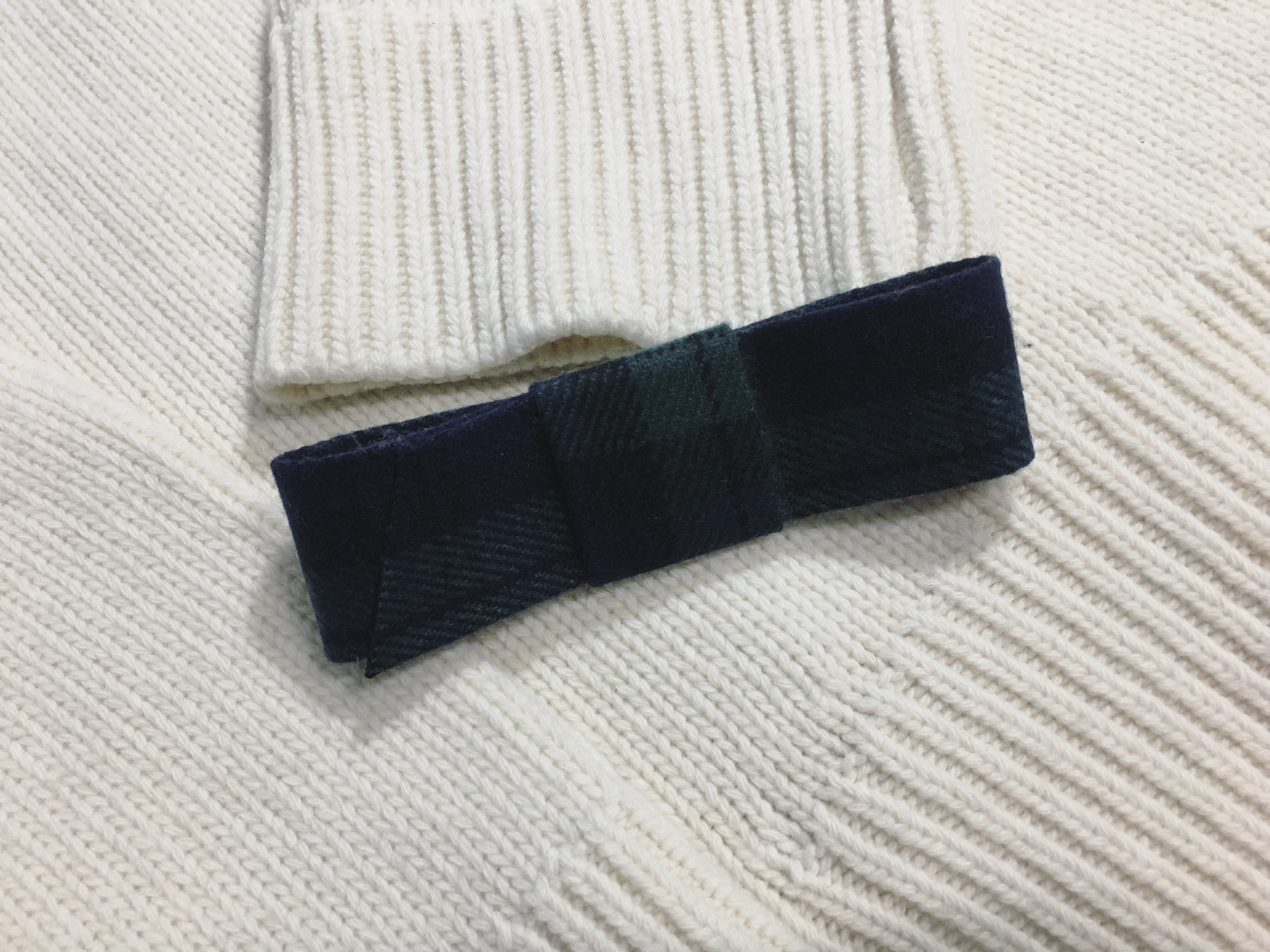 Hair Accessories Green check wool ribbon pin Handm