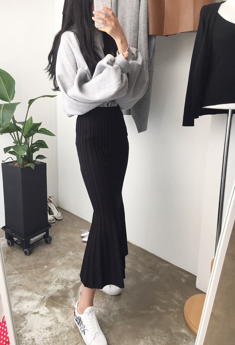 Mermaid Mermaid Long Skirt Skirt Frill Knit Pleate