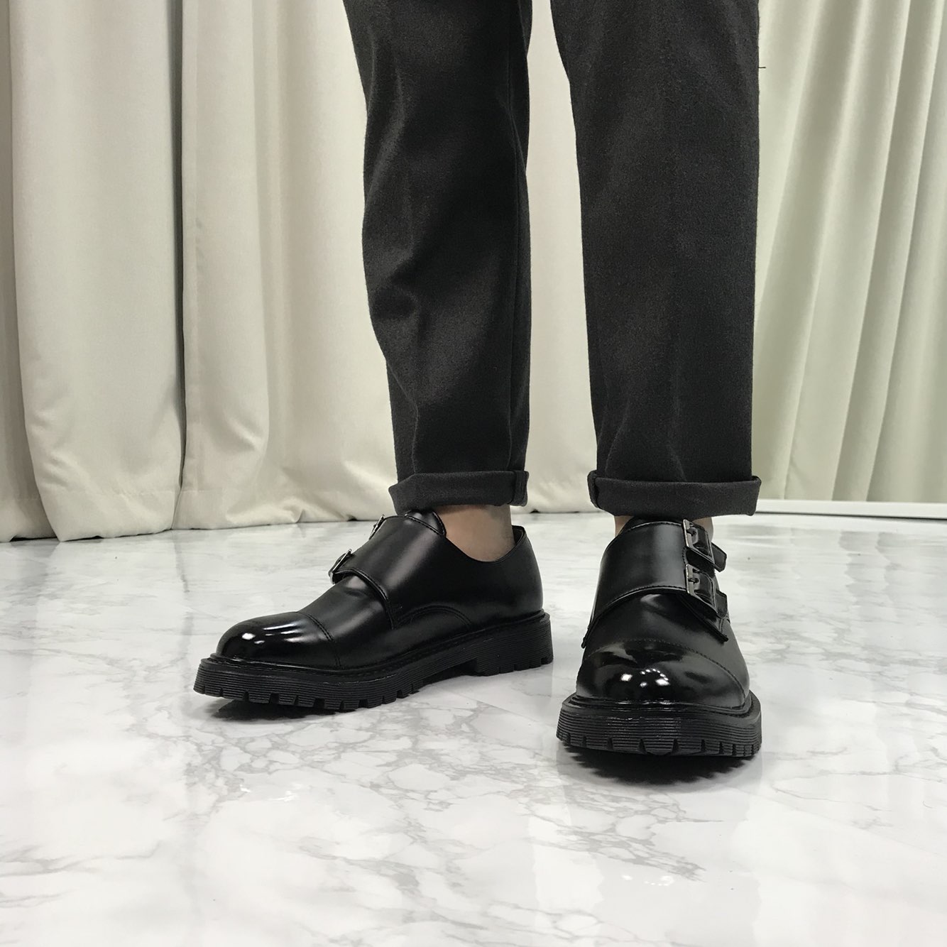 Monk Clipper Loafers Shoes 4.5cm high-calf comfort