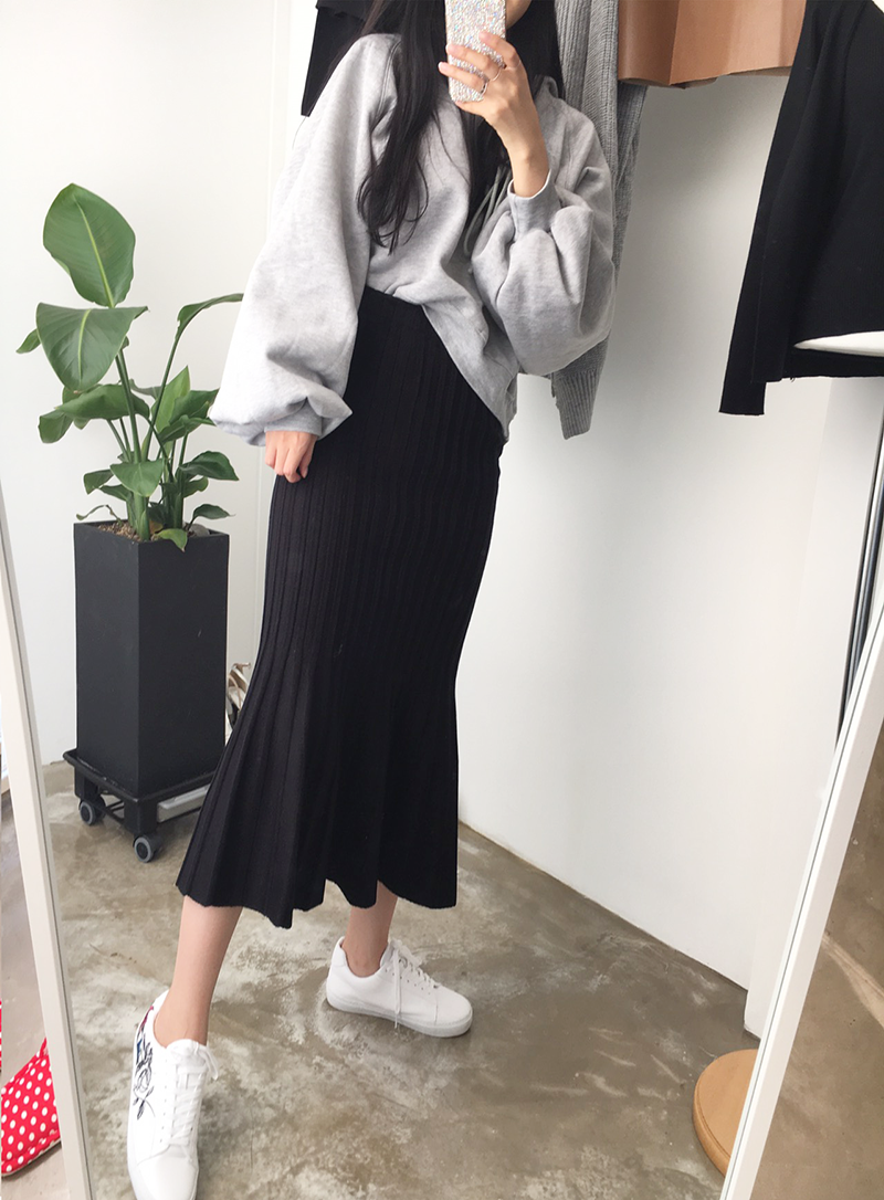 Mermaid Mermaid Long Skirt Skirt Frill Knit Pleate