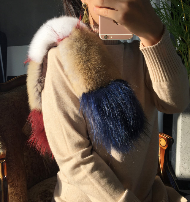 Mix Color Fox Shawl Muffler Warmer Real Natural Sa
