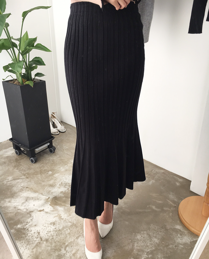 Mermaid Mermaid Long Skirt Skirt Frill Knit Pleate