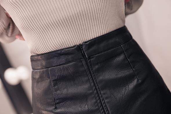 Tenon Leather Mini Skirt Leather Skirt Black, Beig