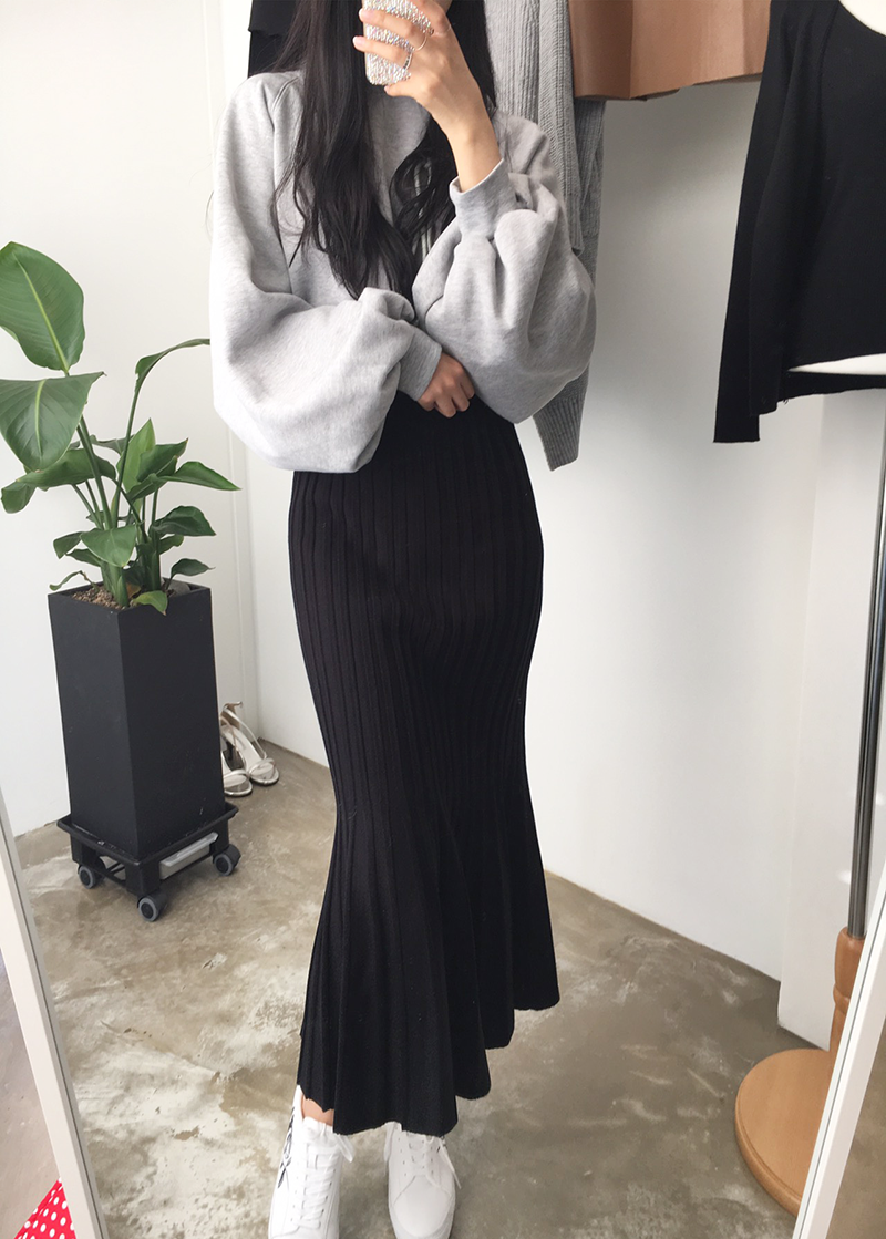 Mermaid Mermaid Long Skirt Skirt Frill Knit Pleate