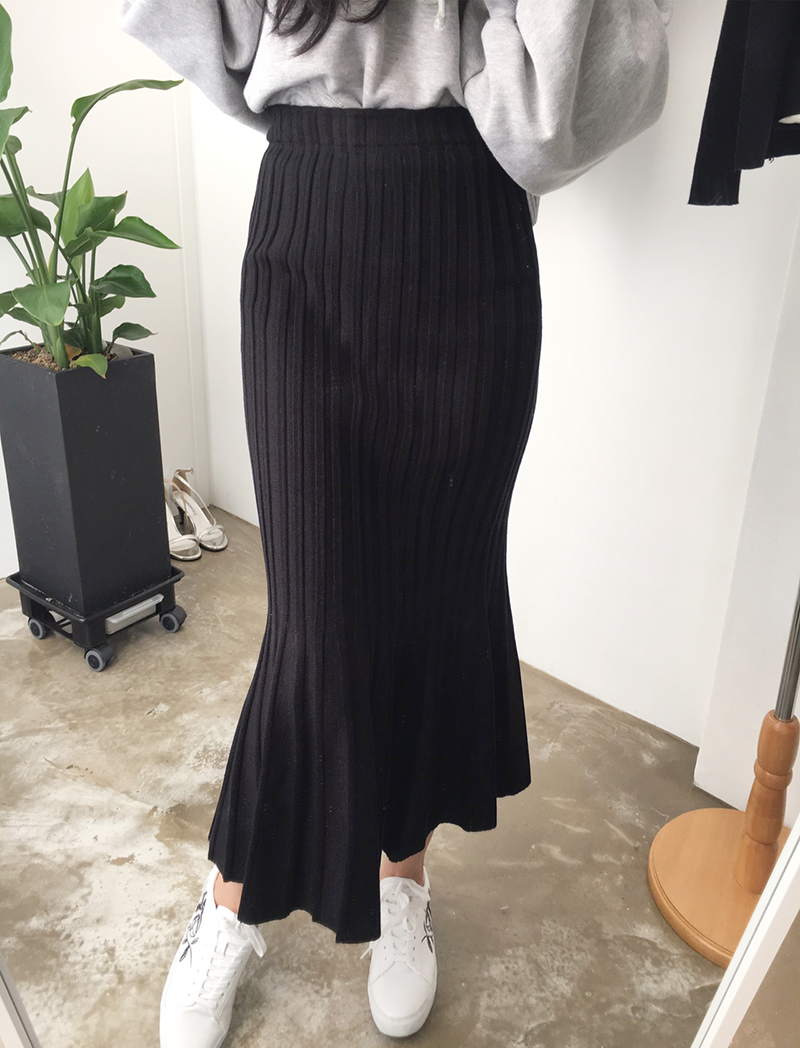 Mermaid Mermaid Long Skirt Skirt Frill Knit Pleate