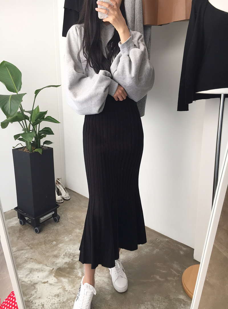 Mermaid Mermaid Long Skirt Skirt Frill Knit Pleate