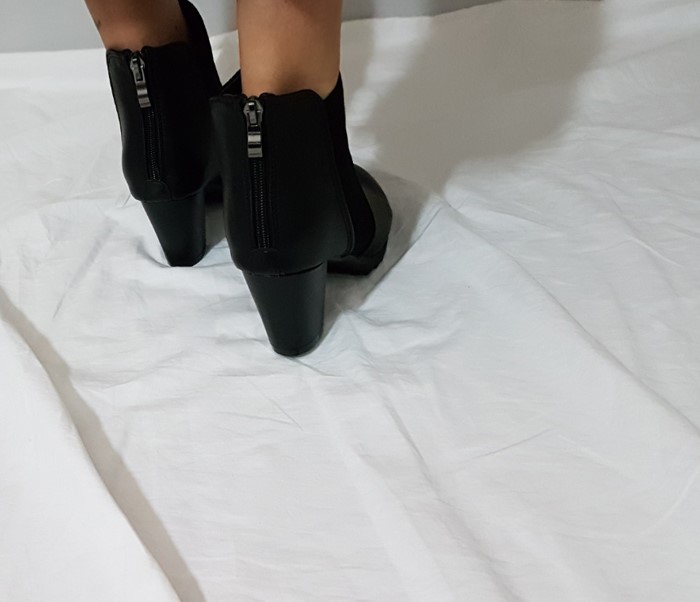 7 centisu suede combination back zipper blue keyho