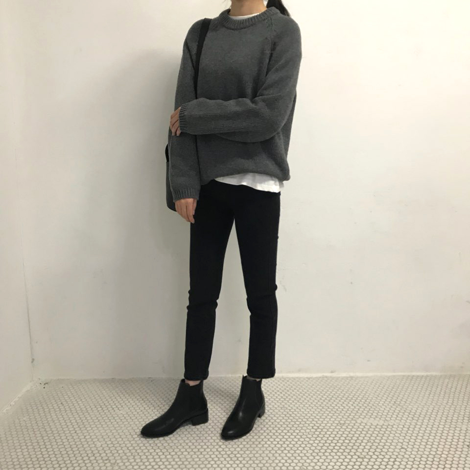 Korea Jeans Pants Span Slim Date Black Pants 30s P