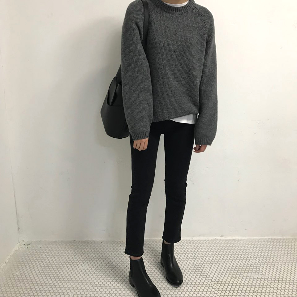 Korea Jeans Pants Span Slim Date Black Pants 30s P