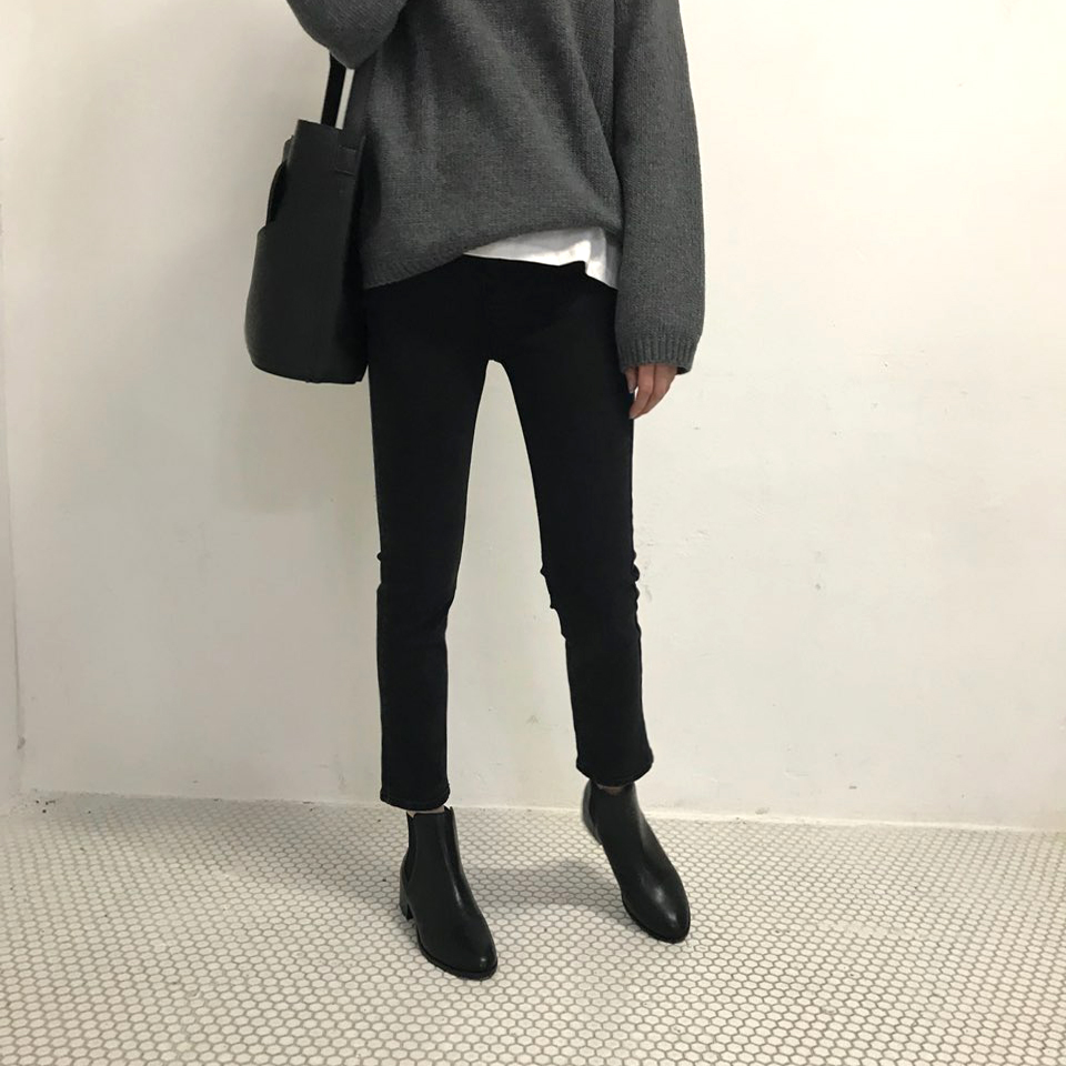 Korea Jeans Pants Span Slim Date Black Pants 30s P