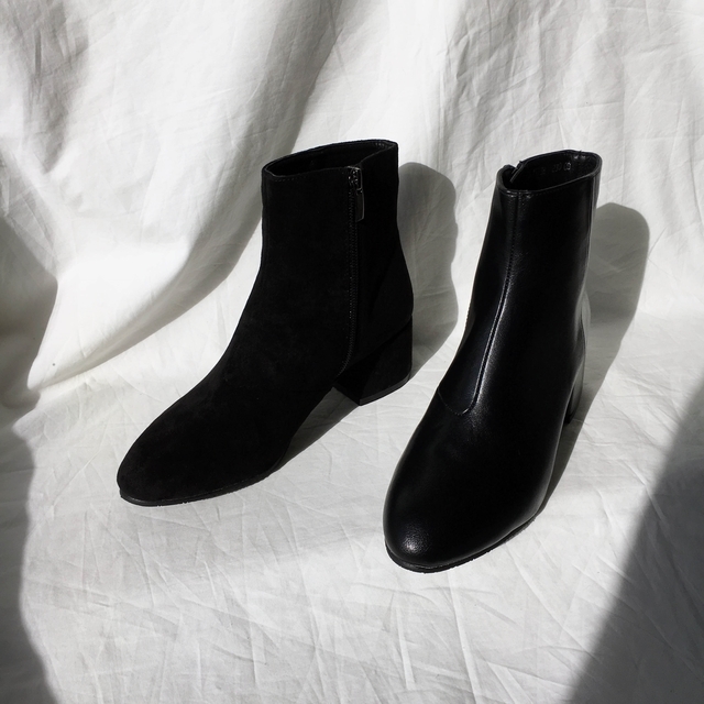 Saint Black Ankle Boots Leather &amp Ms. Suede Mid