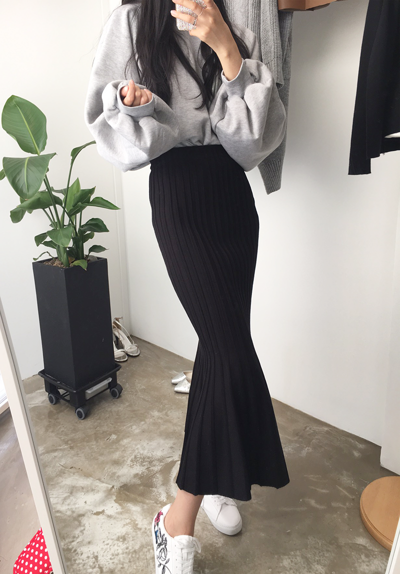 Mermaid Mermaid Long Skirt Skirt Frill Knit Pleate