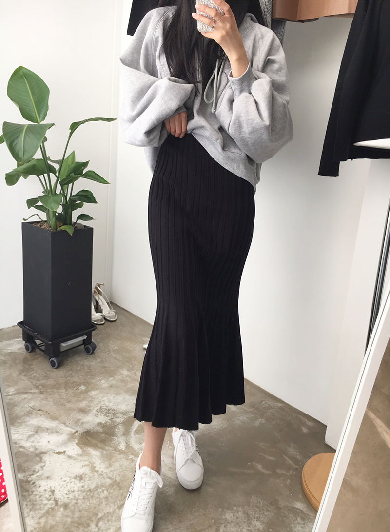 Mermaid Mermaid Long Skirt Skirt Frill Knit Pleate