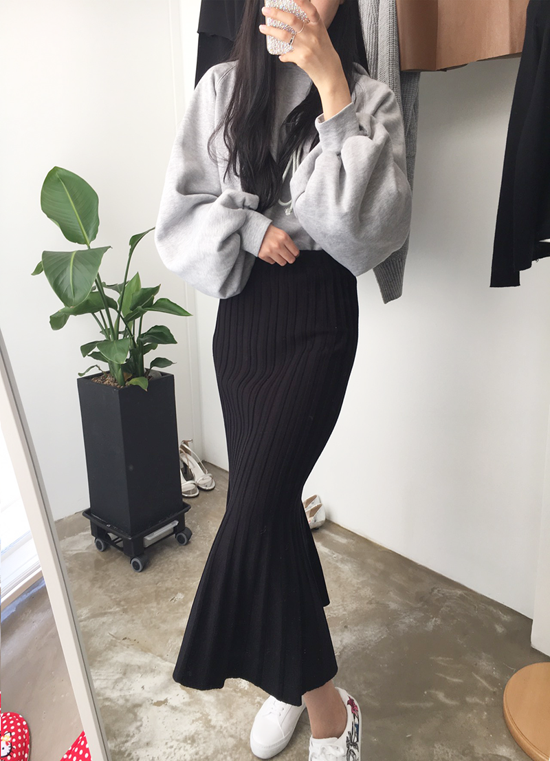 Mermaid Mermaid Long Skirt Skirt Frill Knit Pleate