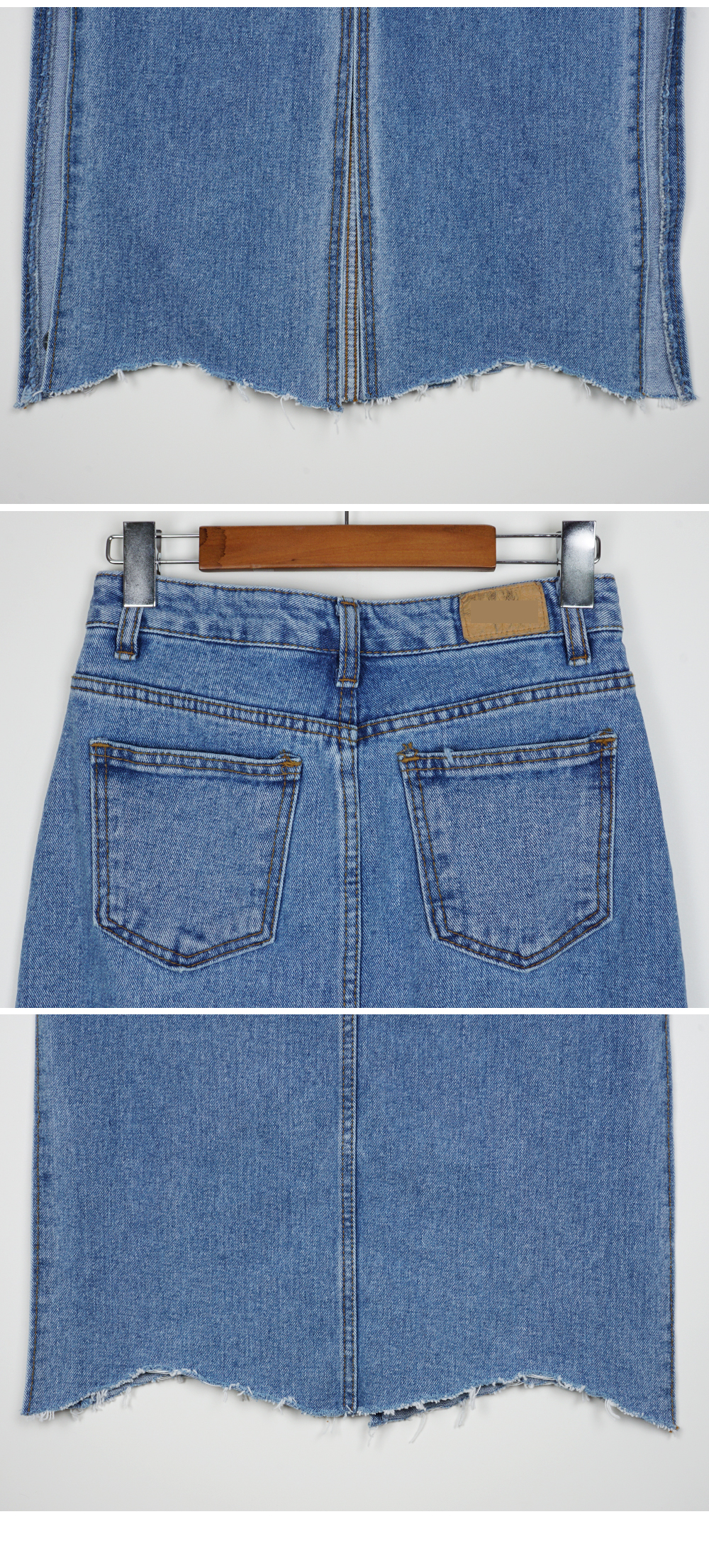 Denim Skirt slit long wash denim blue skirt high w