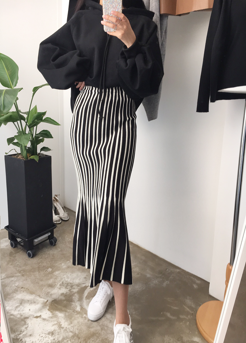 Mermaid Mermaid Long Skirt Skirt Frill Knit Pleate