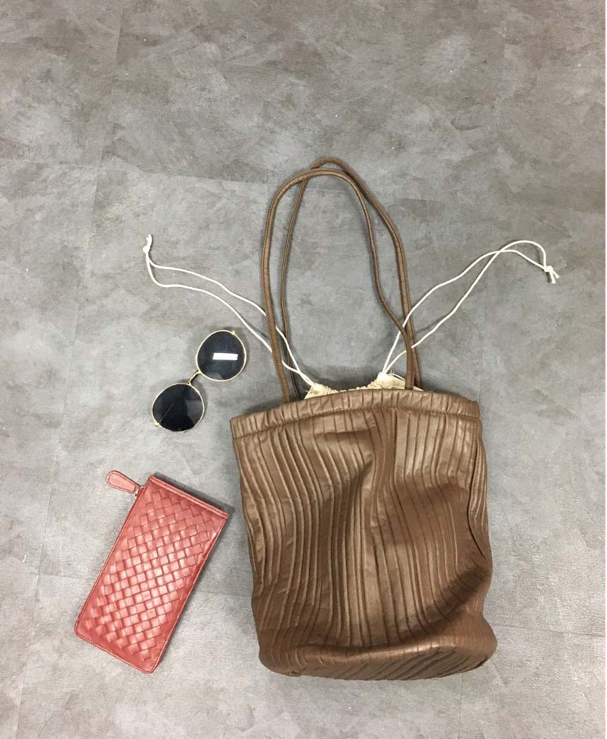 Pleated Wrinkled Leather Eco Bag 4color Travel Dai