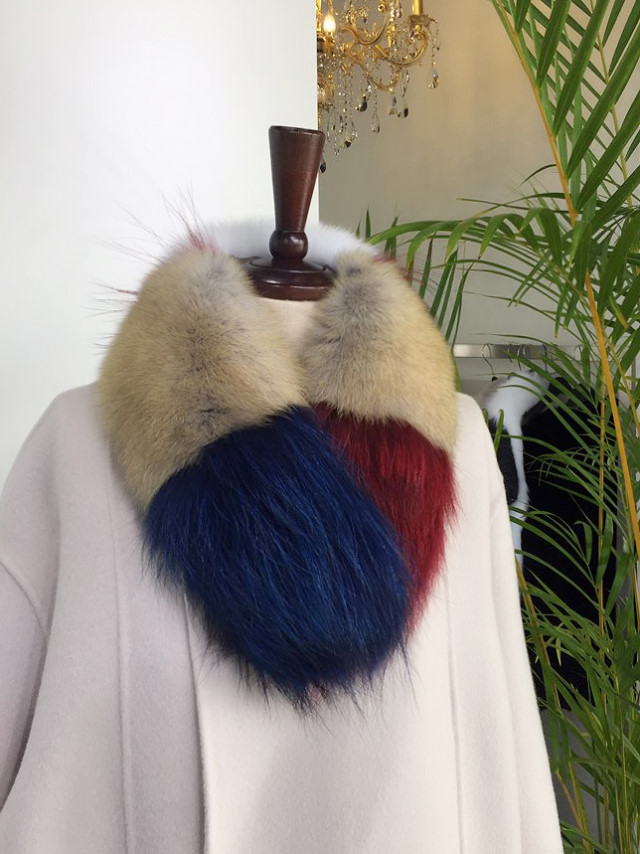 Mix Color Fox Shawl Muffler Warmer Real Natural Sa
