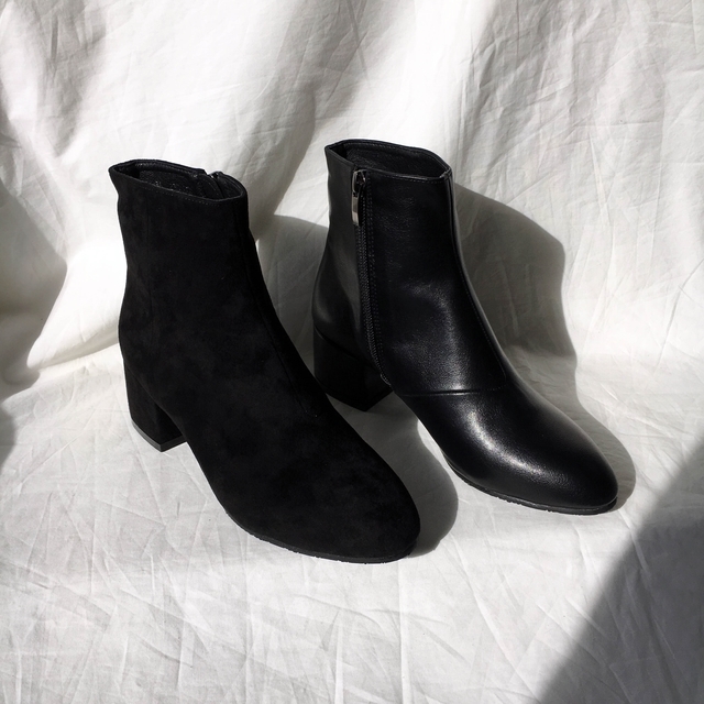 Saint Black Ankle Boots Leather &amp Ms. Suede Mid