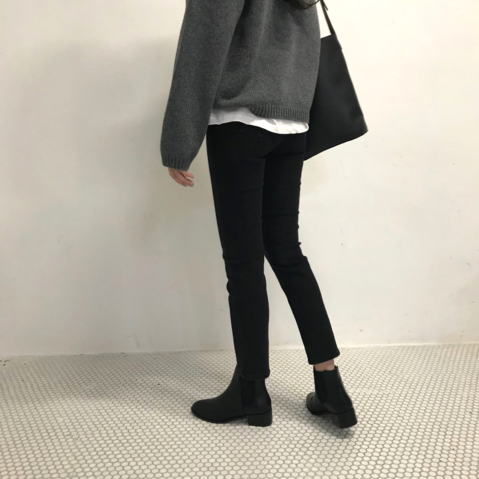 Korea Jeans Pants Span Slim Date Black Pants 30s P