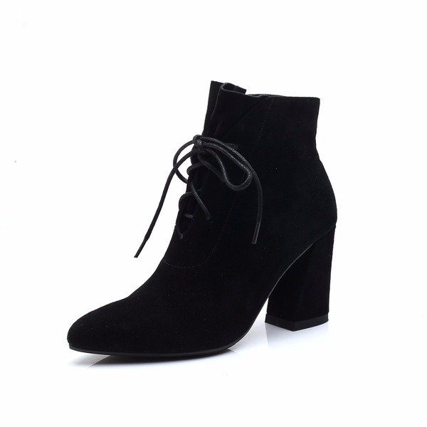 Imported handmade suede lace twist angle boots 8.5