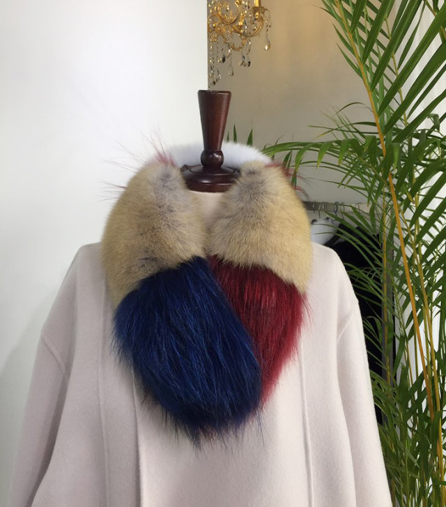 Mix Color Fox Shawl Muffler Warmer Real Natural Sa