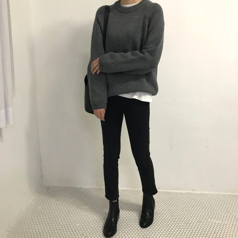 Korea Jeans Pants Span Slim Date Black Pants 30s P