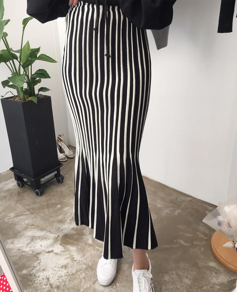 Mermaid Mermaid Long Skirt Skirt Frill Knit Pleate