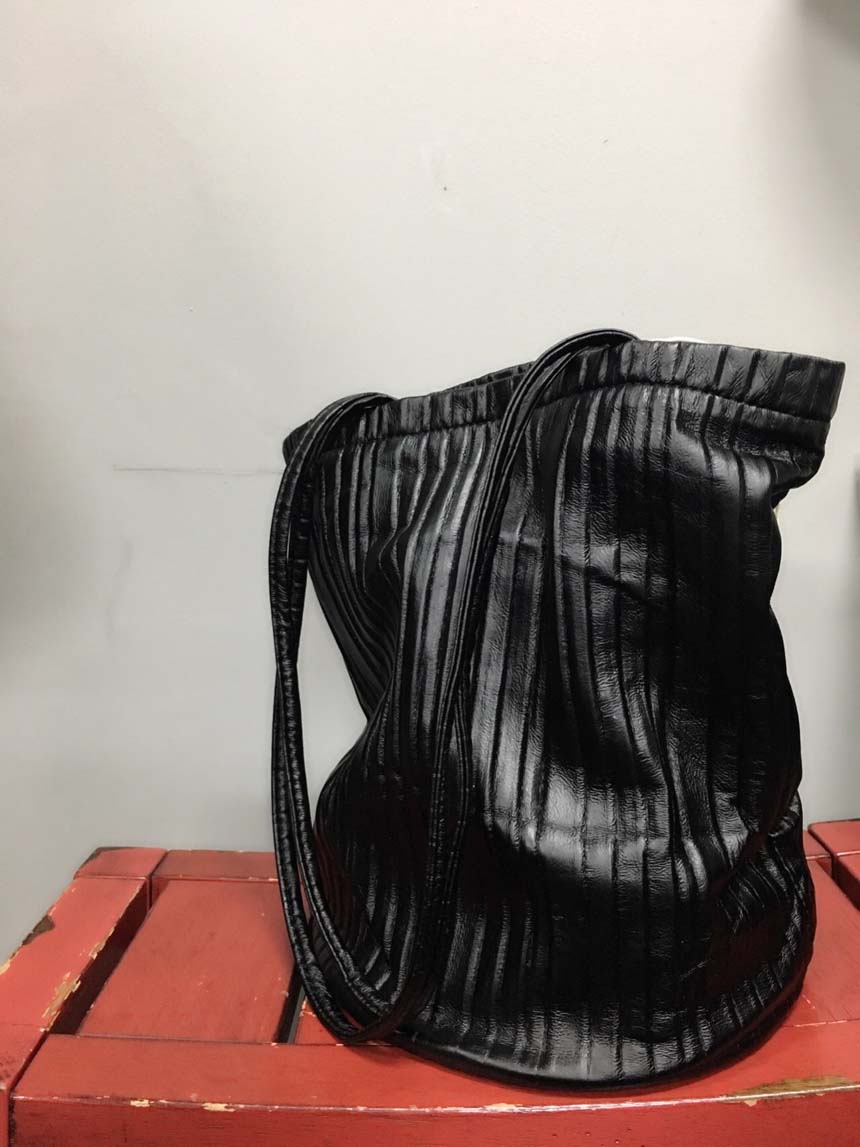 Pleated Wrinkled Leather Eco Bag 4color Travel Dai