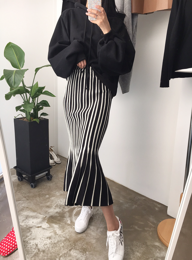 Mermaid Mermaid Long Skirt Skirt Frill Knit Pleate