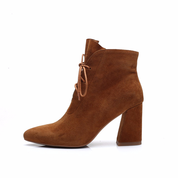 Imported handmade suede lace twist angle boots 8.5