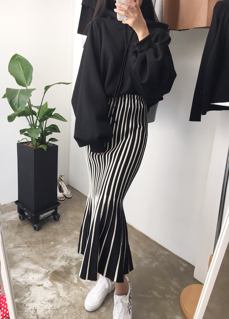 Mermaid Mermaid Long Skirt Skirt Frill Knit Pleate