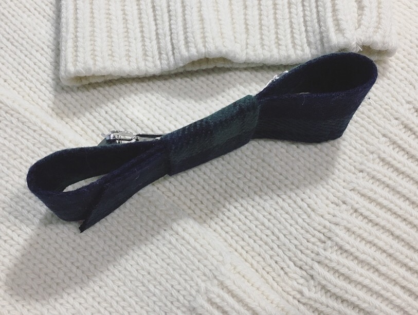 Hair Accessories Green check wool ribbon pin Handm