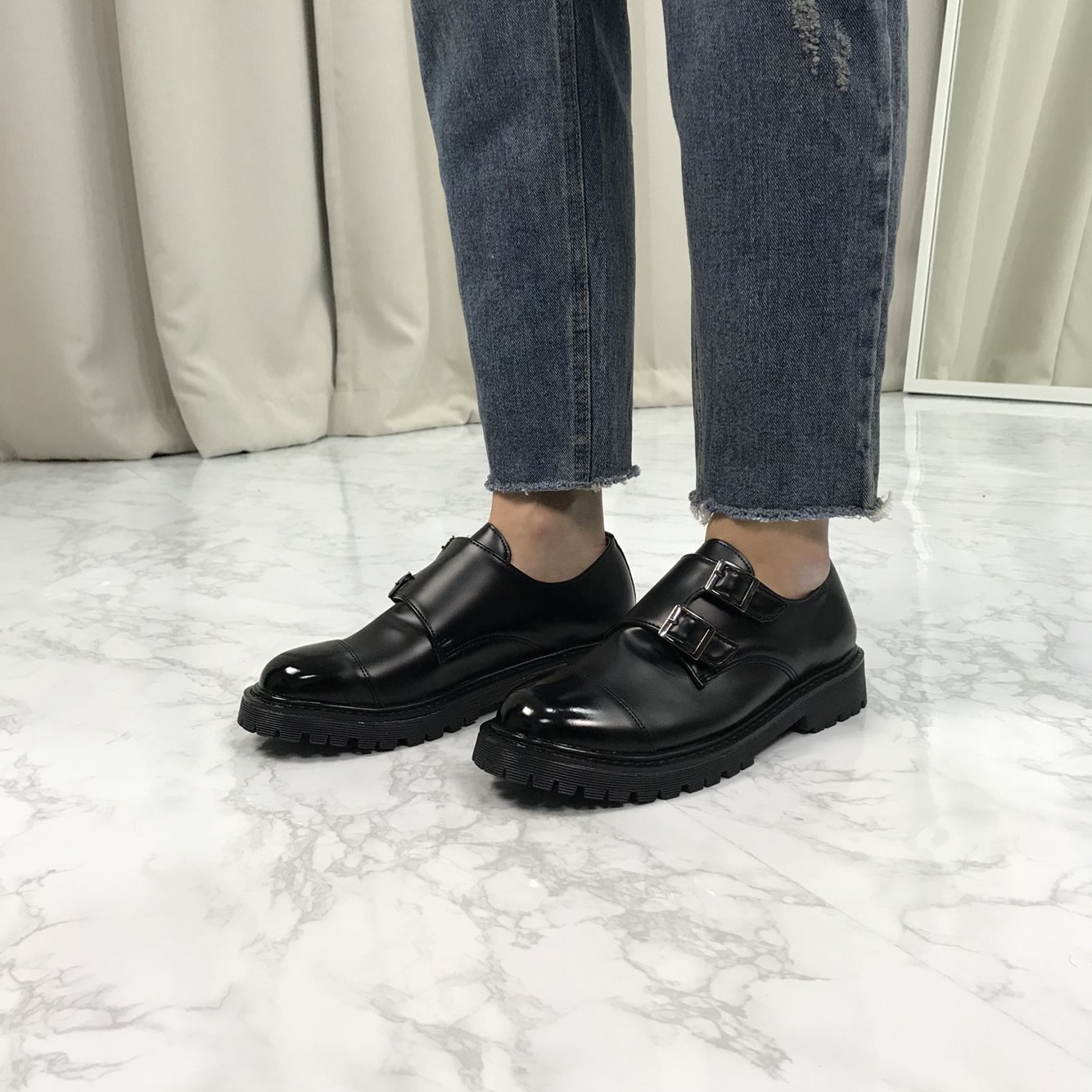 Monk Clipper Loafers Shoes 4.5cm high-calf comfort