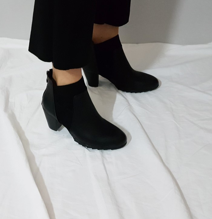 7 centisu suede combination back zipper blue keyho