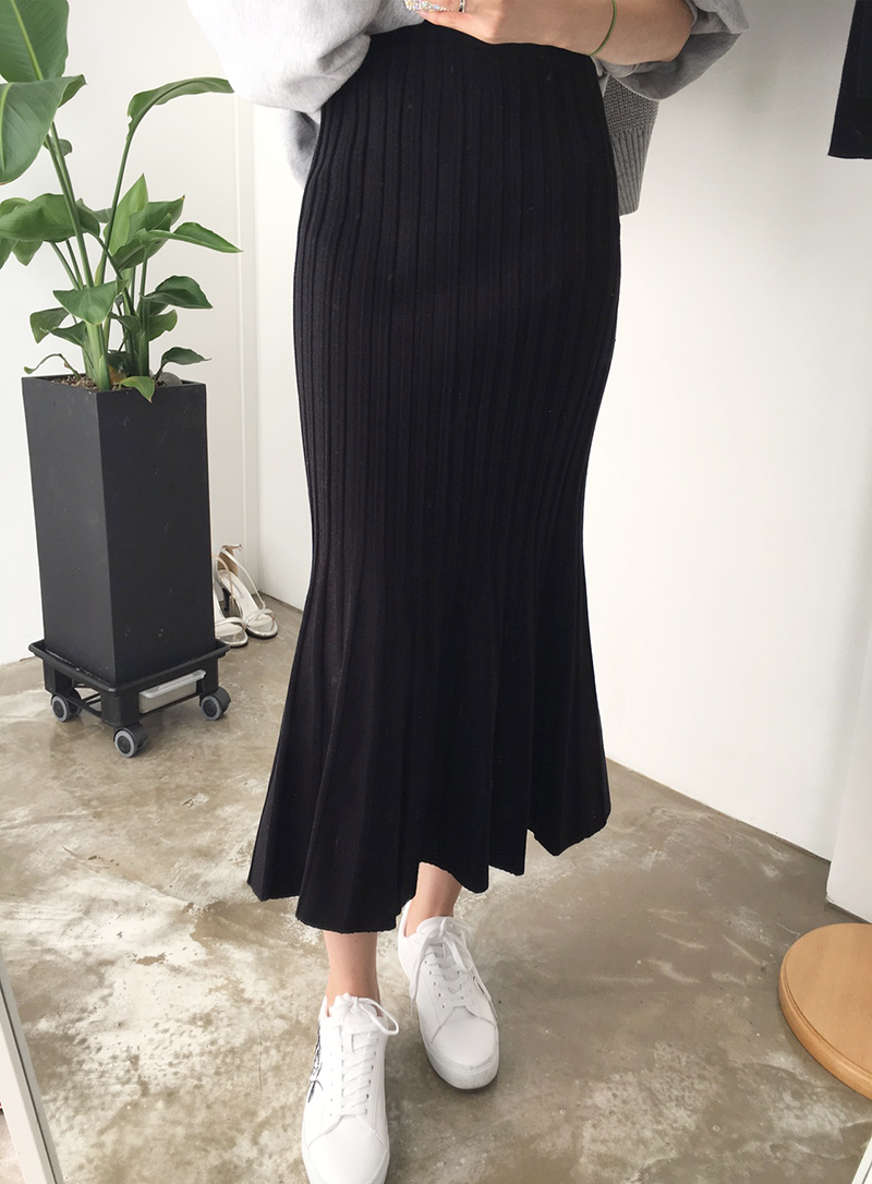 Mermaid Mermaid Long Skirt Skirt Frill Knit Pleate