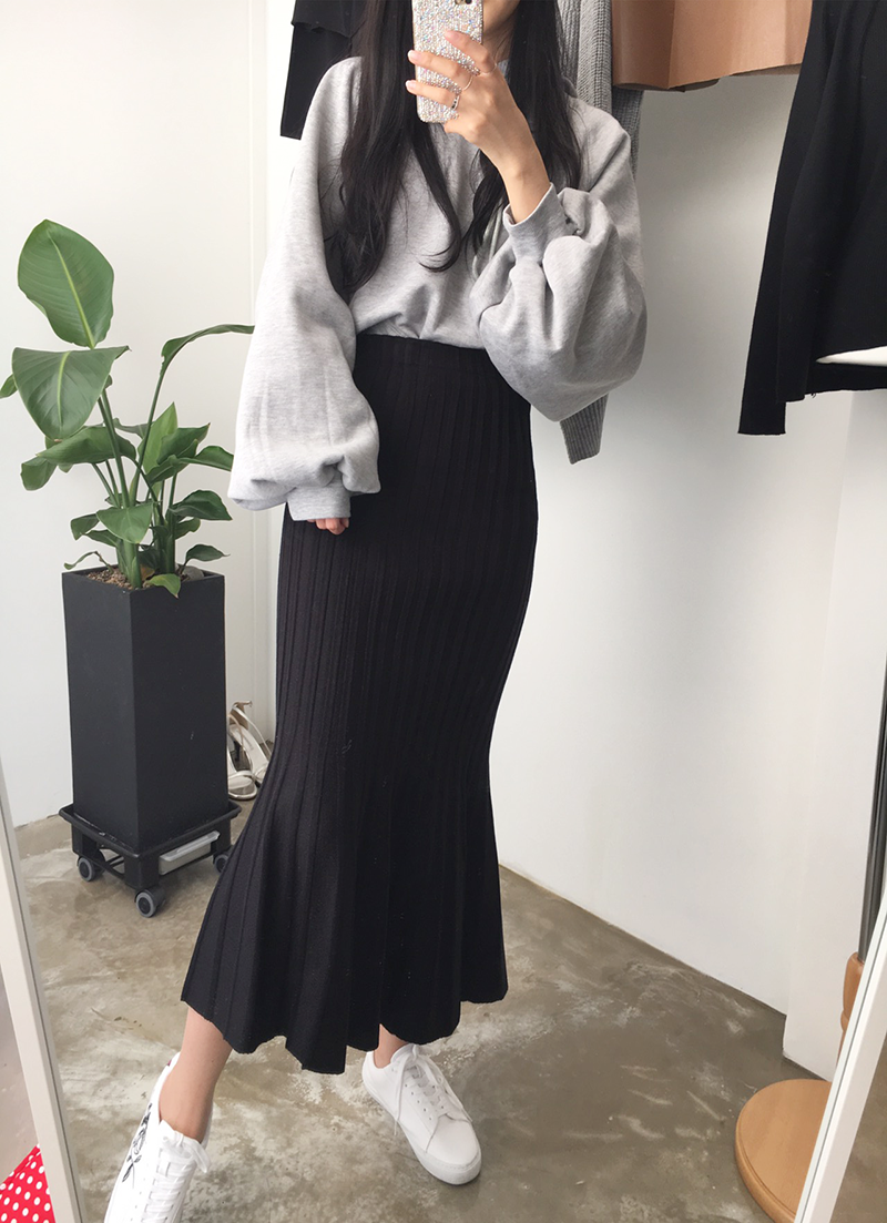 Mermaid Mermaid Long Skirt Skirt Frill Knit Pleate