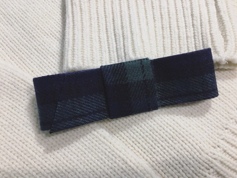 Hair Accessories Green check wool ribbon pin Handm