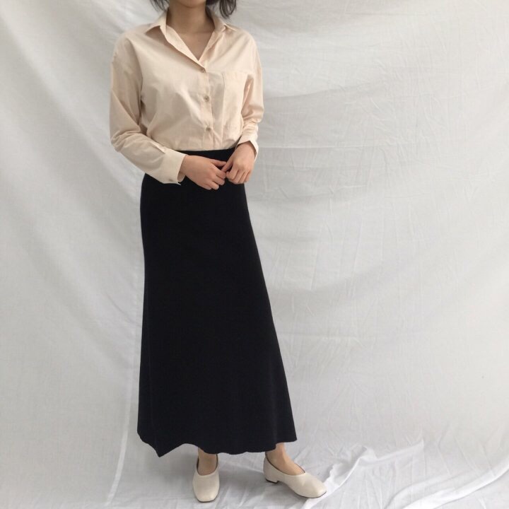 A-Line Knit Skirts Frill Long Mermaid Banding Luxu