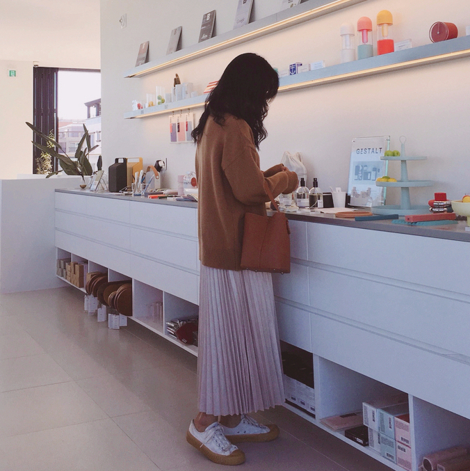 Autumn Suede Flare Pleated Long Skirt _ SOMMY MONT