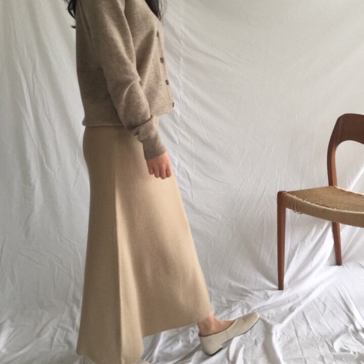 A-Line Knit Skirts Frill Long Mermaid Banding Luxu