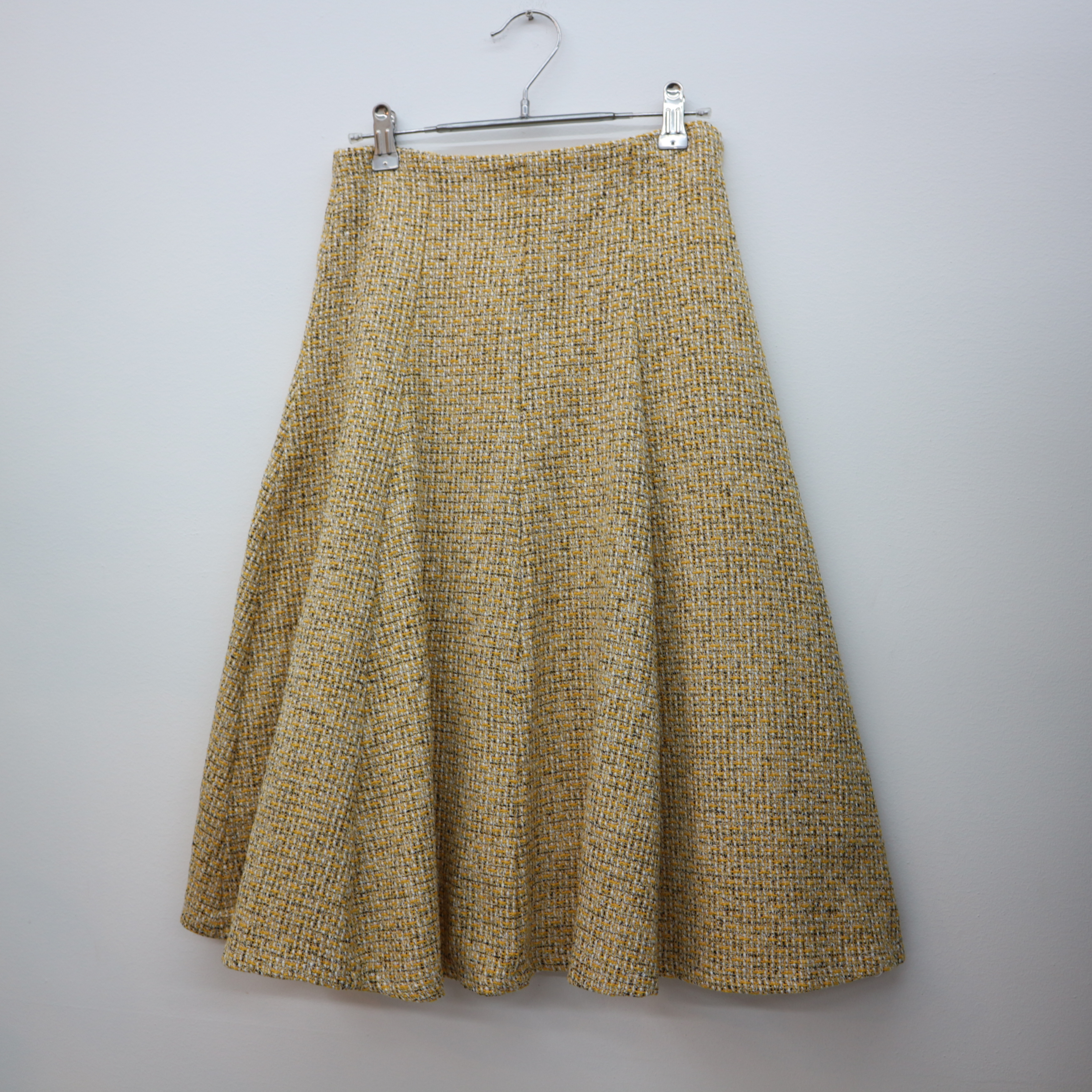 Pearl button tweed long skirt 2col