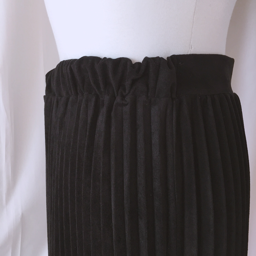 Autumn Suede Flare Pleated Long Skirt _ SOMMY MONT