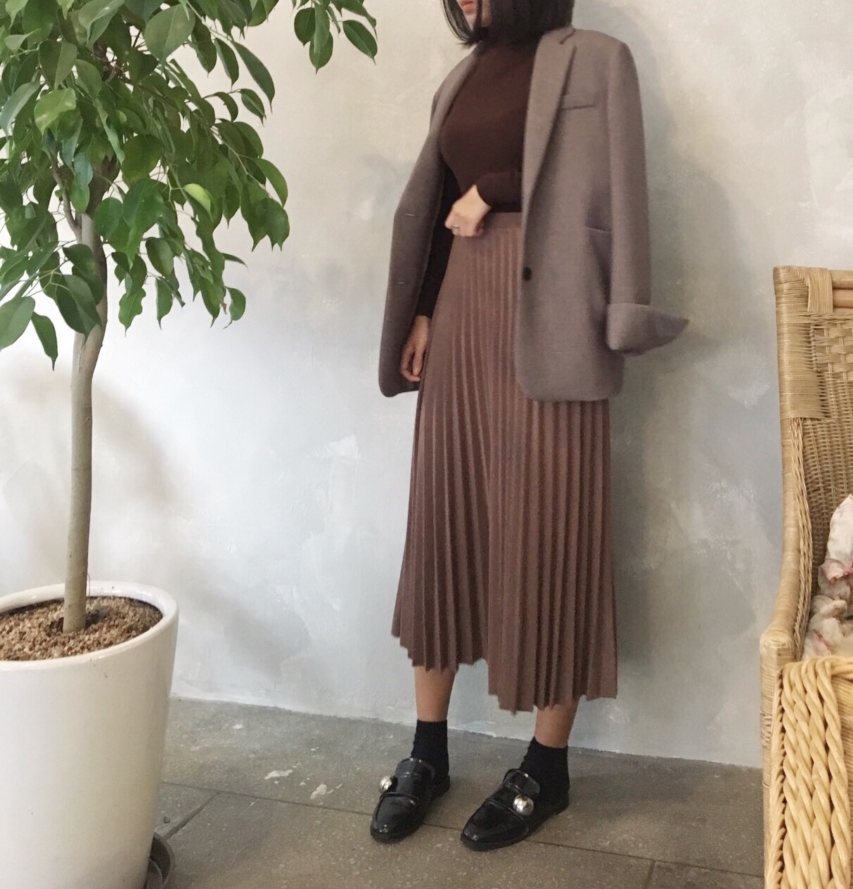 Pleated long skirt Pleated soft material Outfit Co