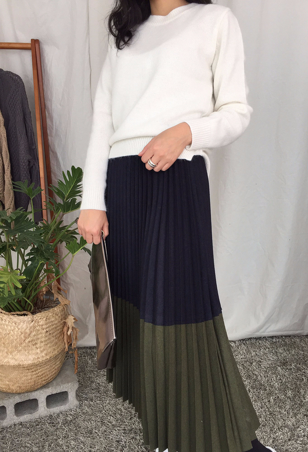 Woolen colors Pleated skirt Flare Wrinkled autumn 