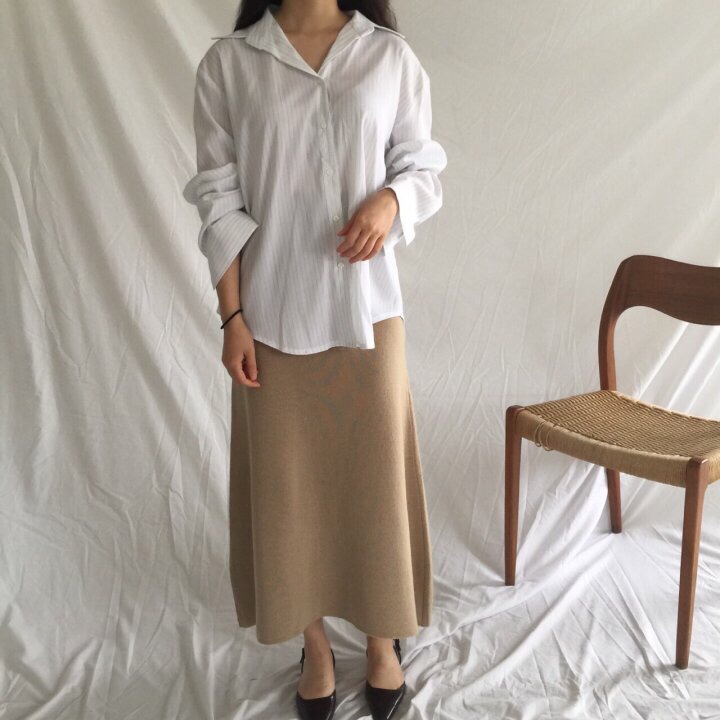 A-Line Knit Skirts Frill Long Mermaid Banding Luxu