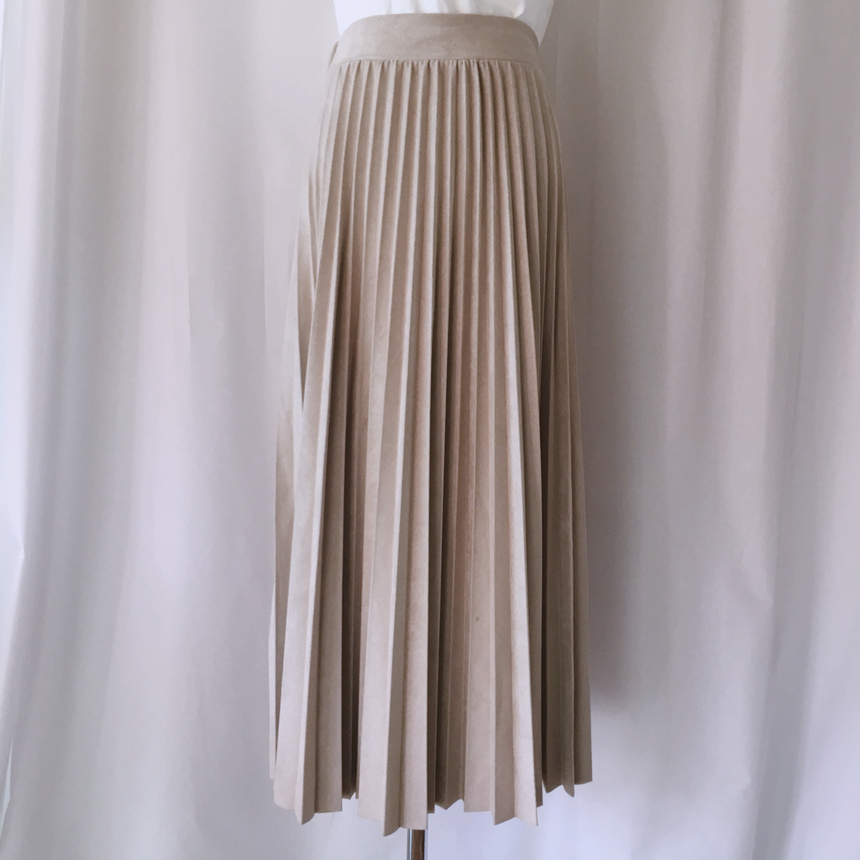 Autumn Suede Flare Pleated Long Skirt _ SOMMY MONT