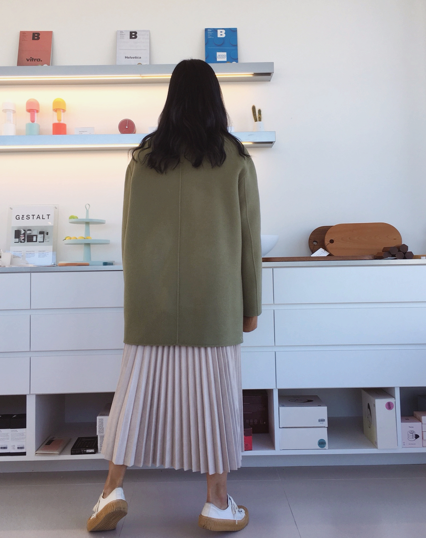 Autumn Suede Flare Pleated Long Skirt _ SOMMY MONT